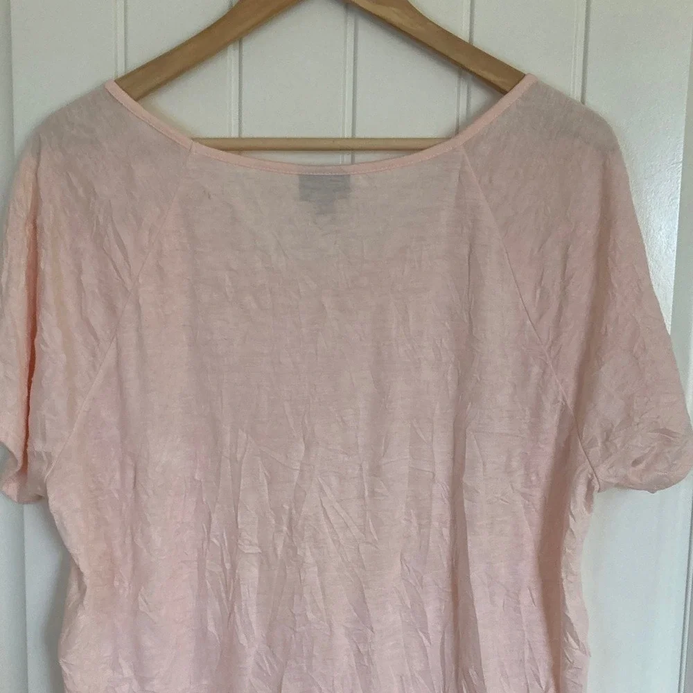J Jill Women's Pink Pullover Short‎ Sleeve Top T-Shirt Size XL Crinkle Casual
